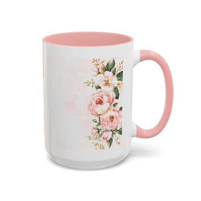 Mom Floral Accent Coffee Mug — Pink Roses Mother's Day Gift (11/15oz)