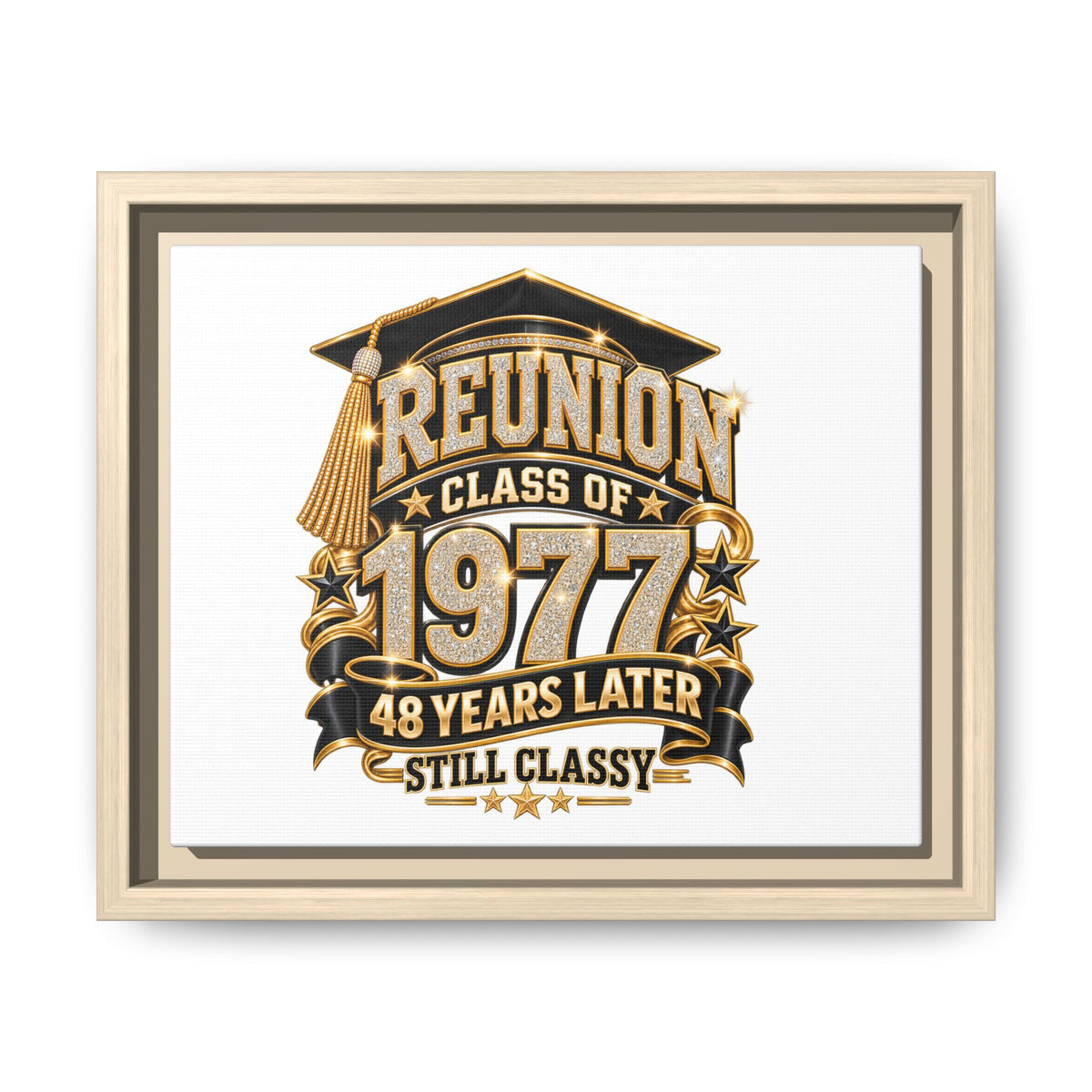 Reunion Class of 1977 Framed Canvas - "48 Years Later Still Classy"