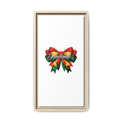 Juneteenth Framed Canvas Print – Festive Red, Green & Gold Ribbon Wall Art