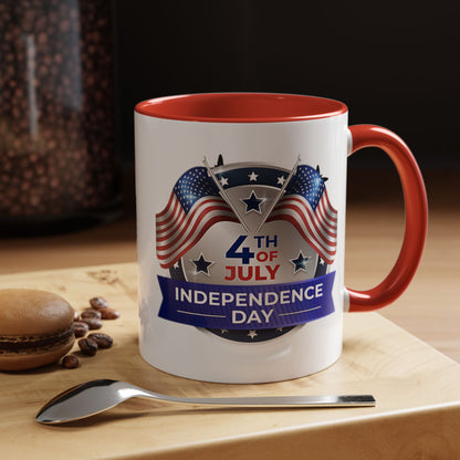 4th of July Independence Day Coffee Mug - Patriotic American Flag Accent