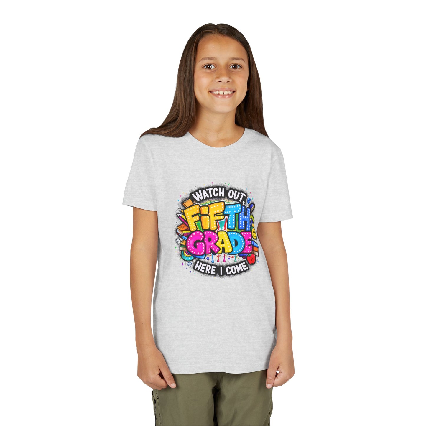 Fifth Grade T‑Shirt for Kids - "Watch Out Fifth Grade Here I Come" Back-to-School Tee