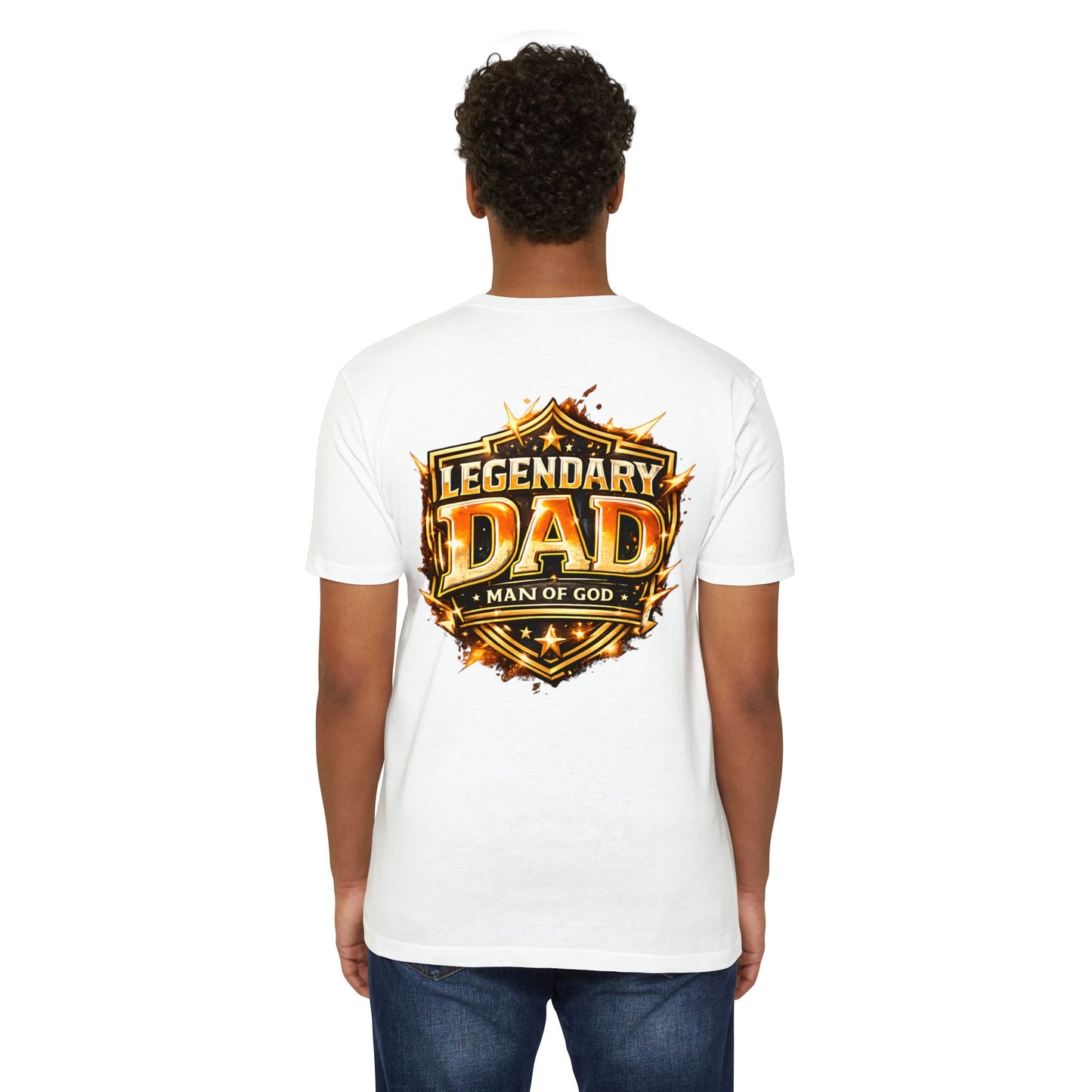 Legendary Dad T-Shirt – "Man of God" Shield Design