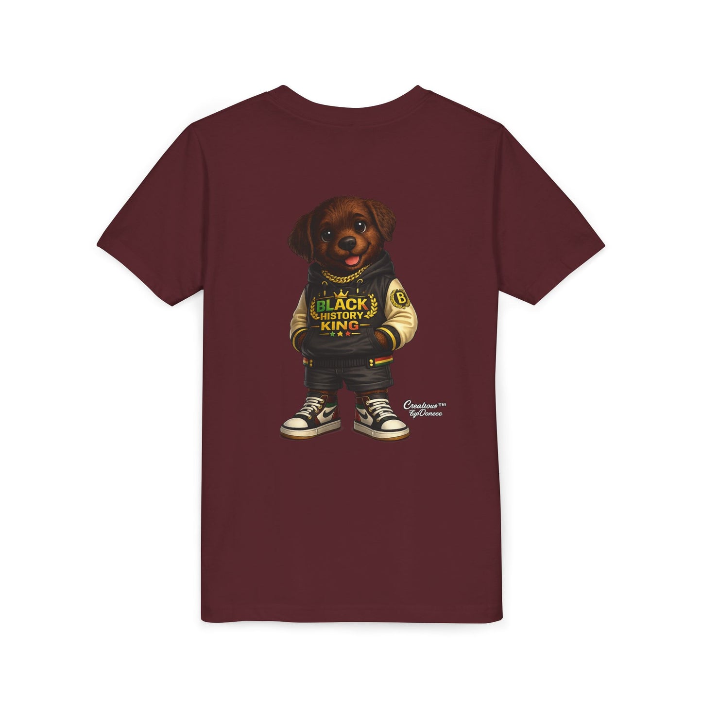 Youth Tee — 'Black History King' Puppy Graphic Shirt