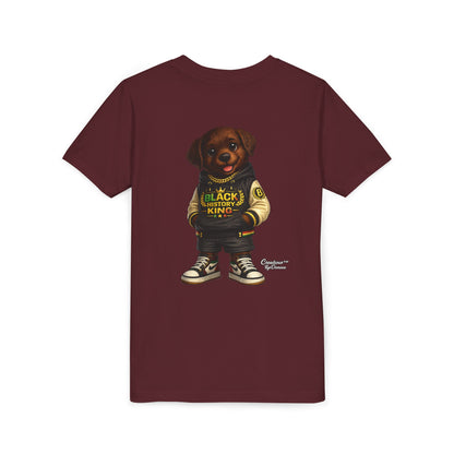 Youth Tee — 'Black History King' Puppy Graphic Shirt