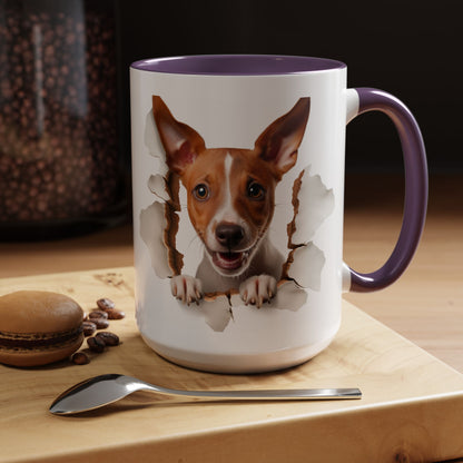 Basenji Puppy Peeking Accent Coffee Mug — Cute Dog Lover Gift (11/15 oz)