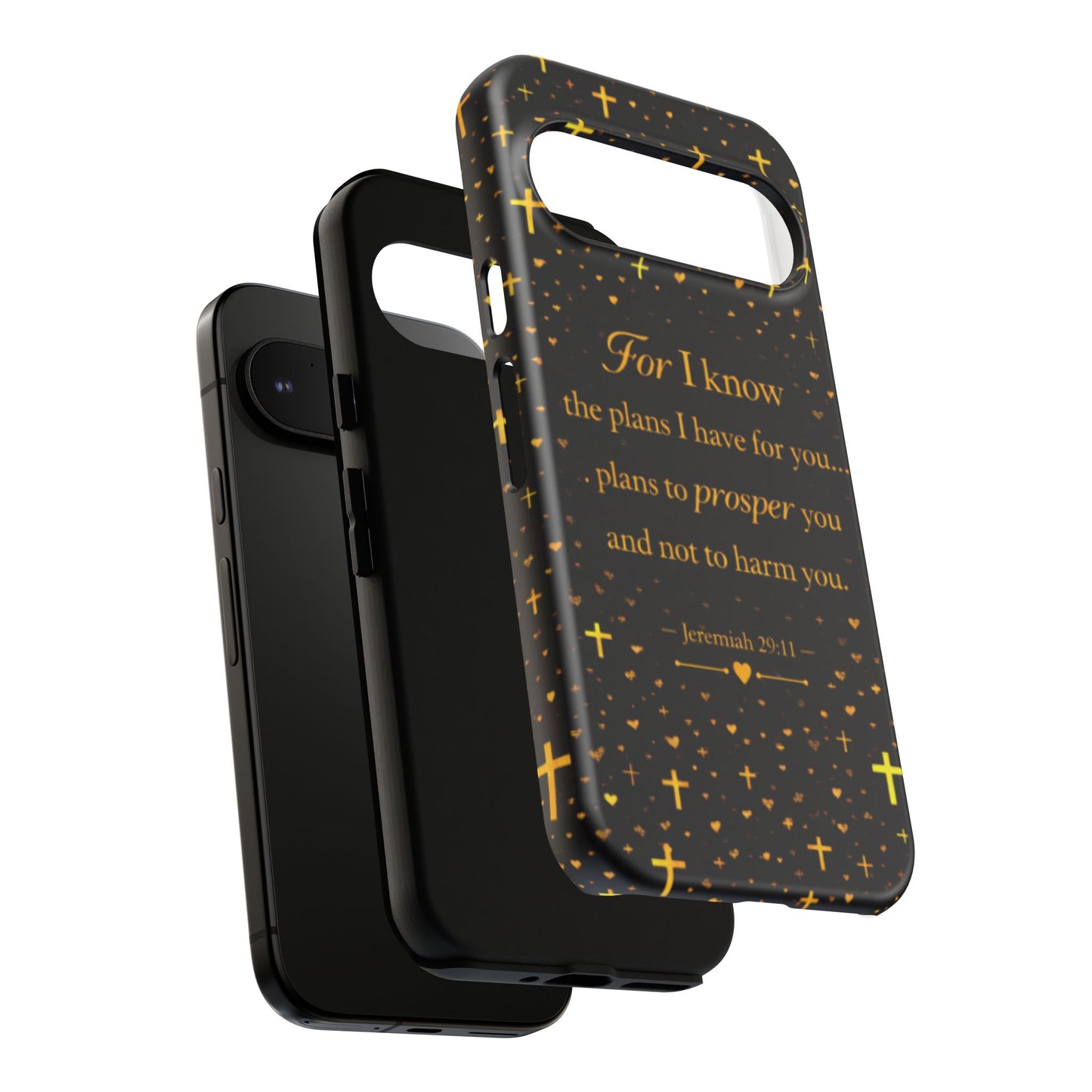 Phone Case — "For I Know" Jeremiah 29:11 Gold Cross Christian Tough Case