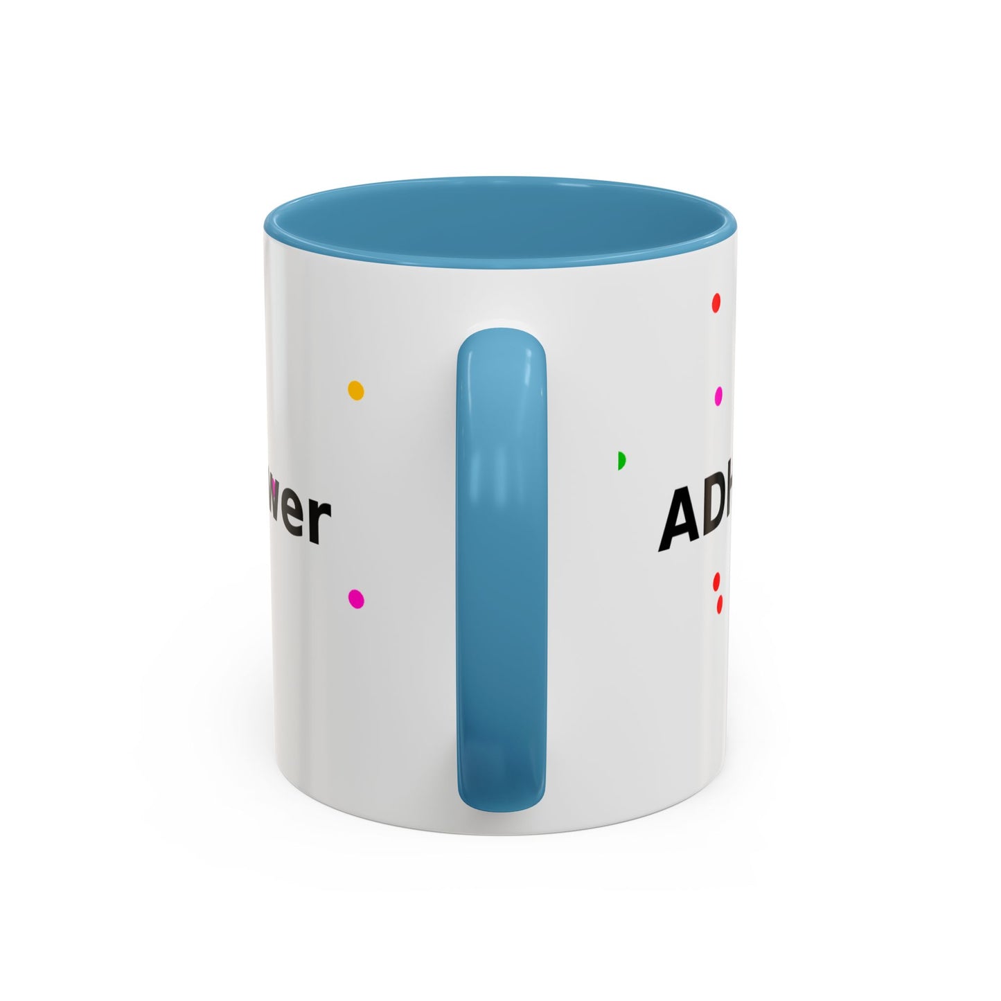 Accent Coffee Mug - "Coffee Is My Superpower" Funny Colorful Polka Dot Ceramic Mug (11/15oz)