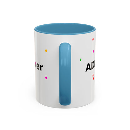 Accent Coffee Mug - "Coffee Is My Superpower" Funny Colorful Polka Dot Ceramic Mug (11/15oz)