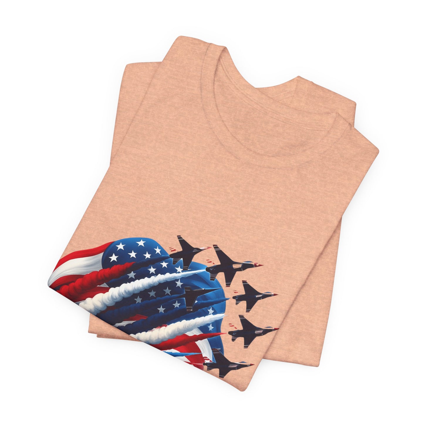 Patriotic Jet Flyover T-Shirt — American Flag Smoke Trail Tee