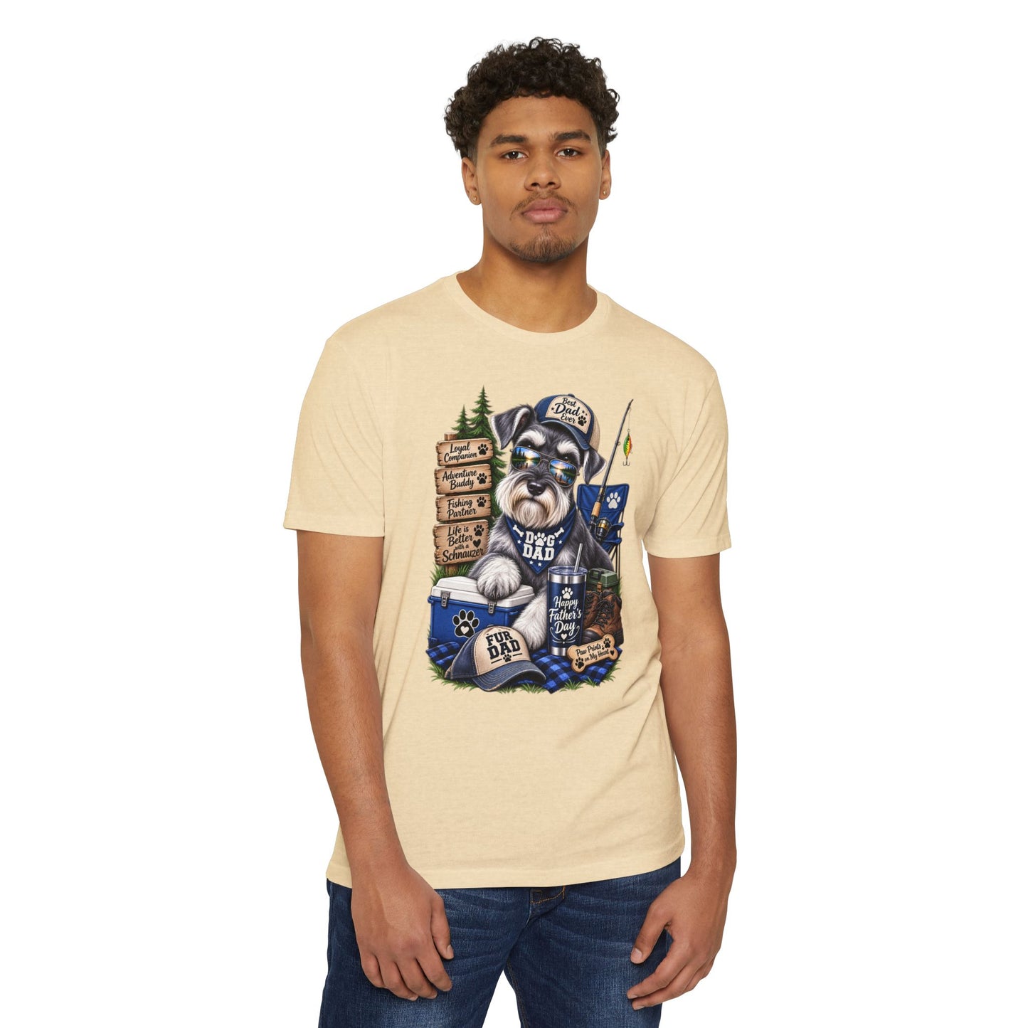 Schnauzer Dad T-Shirt – Fishing & Camping Dad Graphic Tee