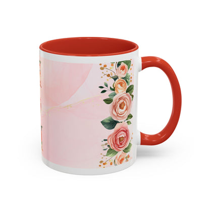 Mom Floral Accent Coffee Mug – Pink Rose Mother's Day Gift (11/15 oz)