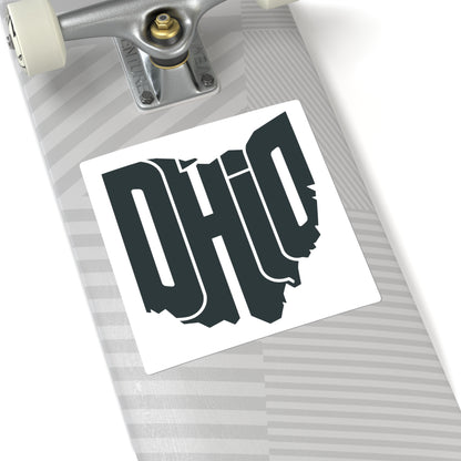 Ohio State Outline Sticker — Retro Bold OHIO Square Decal for Laptops & Water Bottles