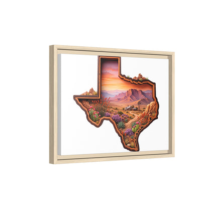 Framed Texas Landscape Matte Canvas — Desert Sunset State Art Print