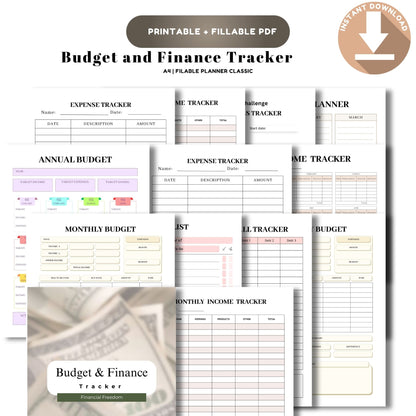 Budget & Finance Tracker Printable | Monthly Expense, Savings & Money Planner