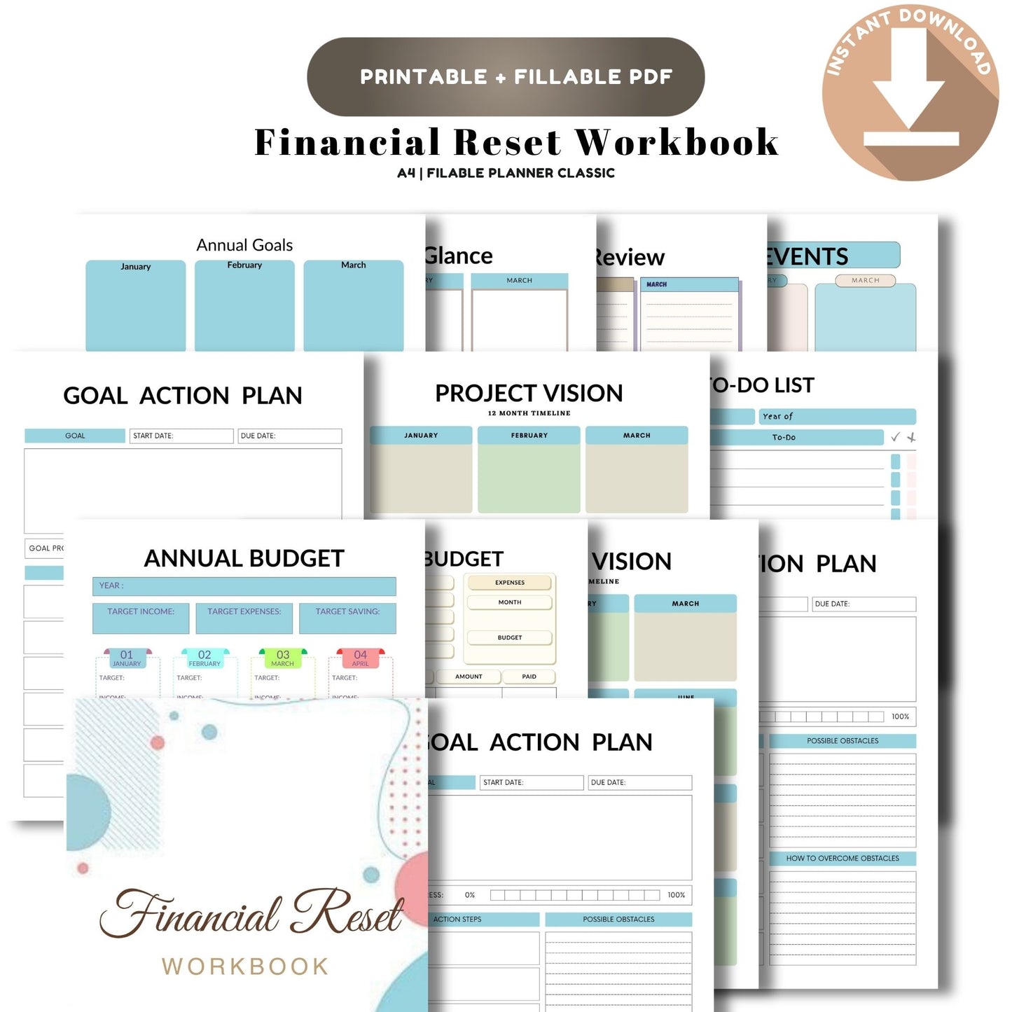 Financial Reset Workbook Printable | Budget Recovery & Money Mindset Transformation Planner