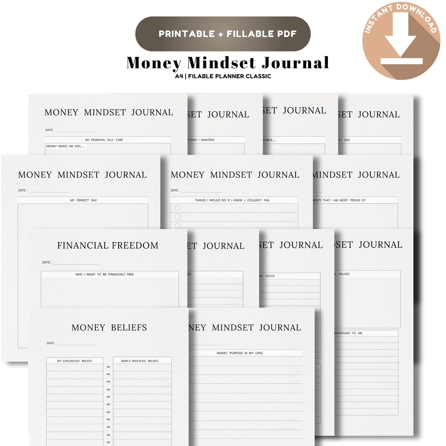 Money Mindset Journal Printable | Financial Growth, Abundance & Wealth Thinking Workbook