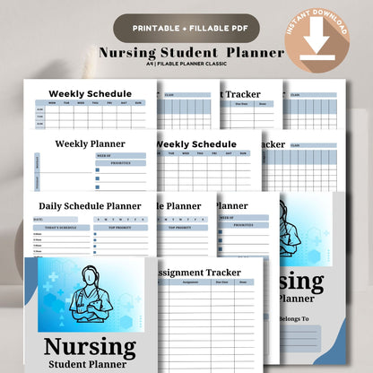 Nursing Student Planner | Nursing School Organizer | Clinical & Study Planner | Assignment Tracker for Nursing Students