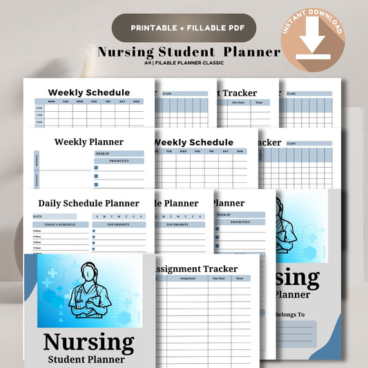 Nursing Student Planner | Nursing School Organizer | Clinical & Study Planner | Assignment Tracker for Nursing Students