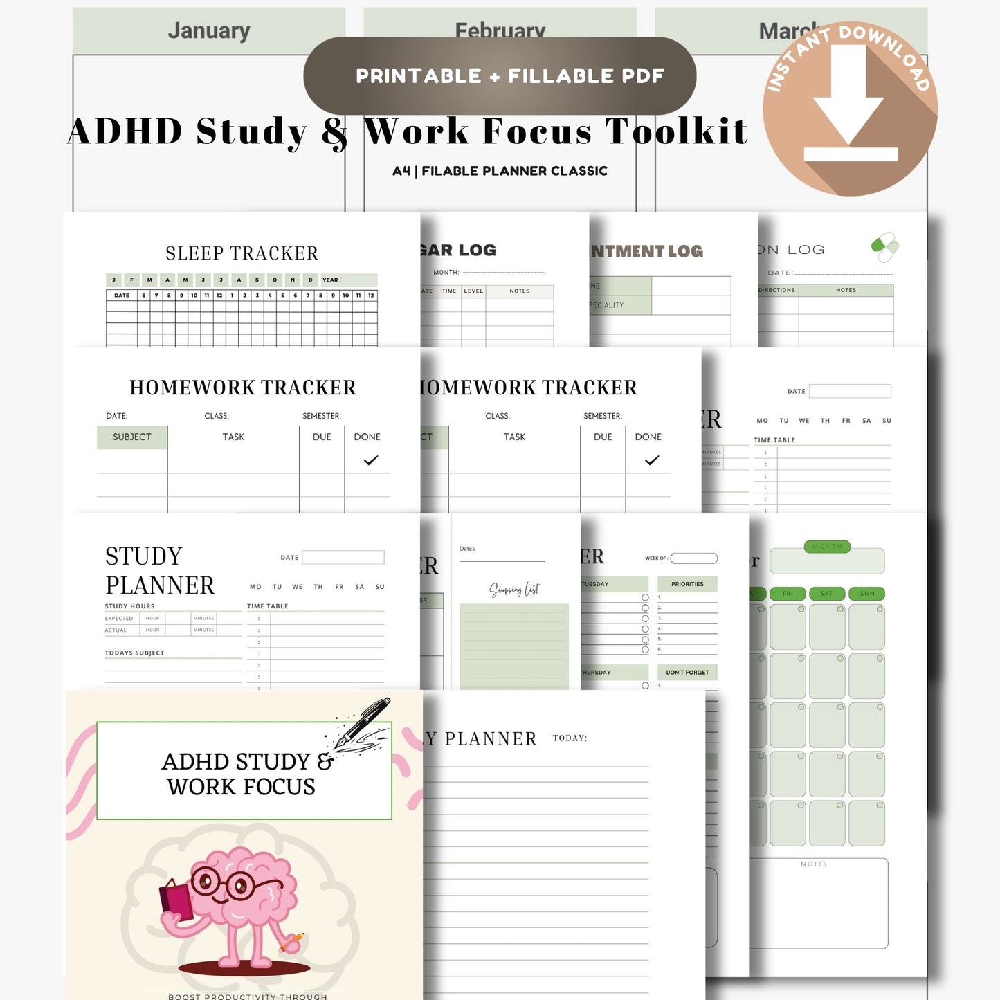 ADHD Study & Work Focus Toolkit | Productivity System for Students & Professionals | Focus Planner & Task Management