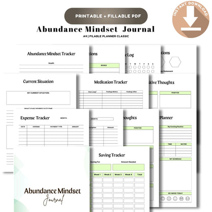 Abundance Mindset Journal Printable | Positive Thinking & Manifestation Workbook