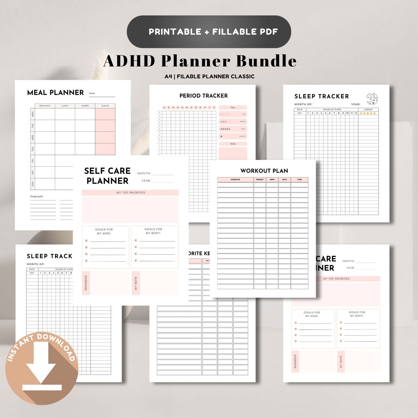 ADHD Planner Bundle | Focus & Productivity System | Daily, Weekly & Habit Planner for ADHD Adults & Students
