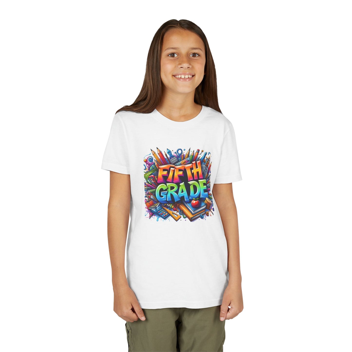 Fifth Grade Kid's Tee - Colorful School Supplies Back to School T-Shirt