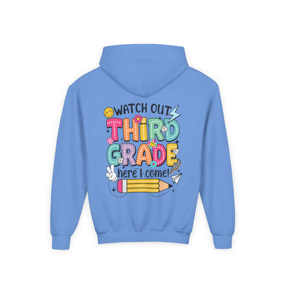 Kids "Watch Out Third Grade Here I Come" Hoodie - Back-to-School 3rd Grade Sweatshirt