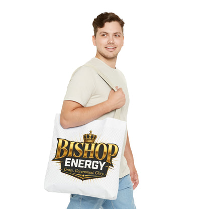 Bishop Energy Tote Bag — Gold Crown Logo Tote for Church Leaders & Faith Events