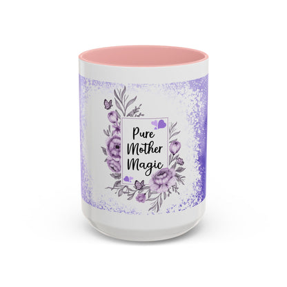 Pure Mother Magic Accent Coffee Mug — Floral Purple 11/15oz