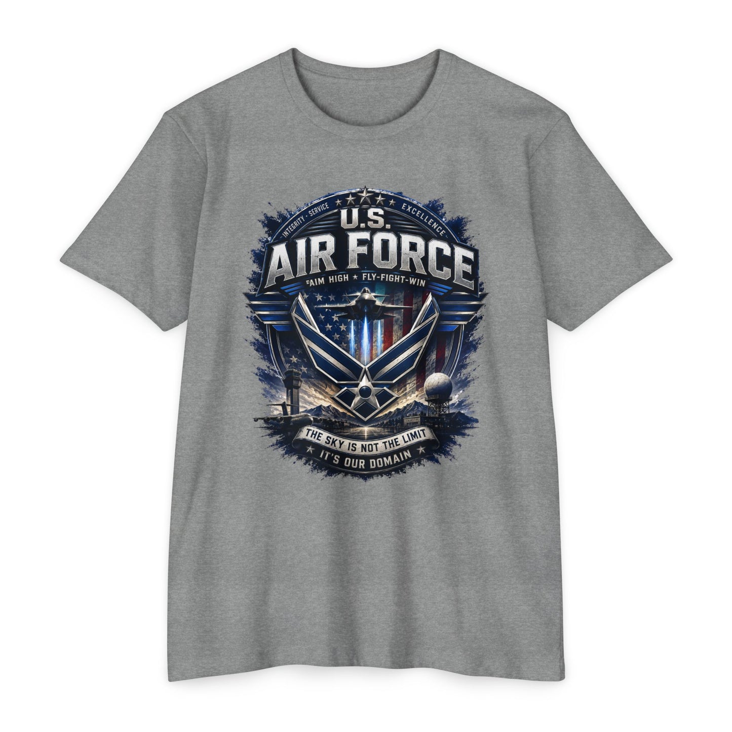U.S. Air Force Graphic T-Shirt — Military Emblem Tee ("The Sky Is Not The Limit")