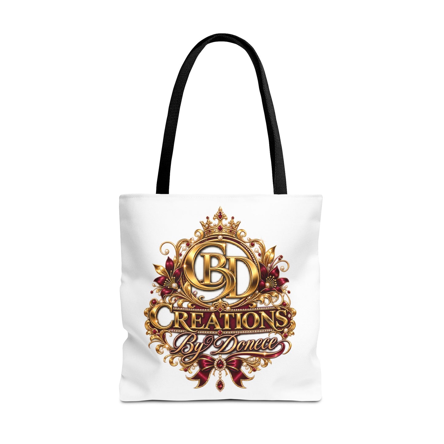 Tote Bag — Creations By Denee Ornate Gold Logo Tote (Designer Logo, Elegant Floral Crest)