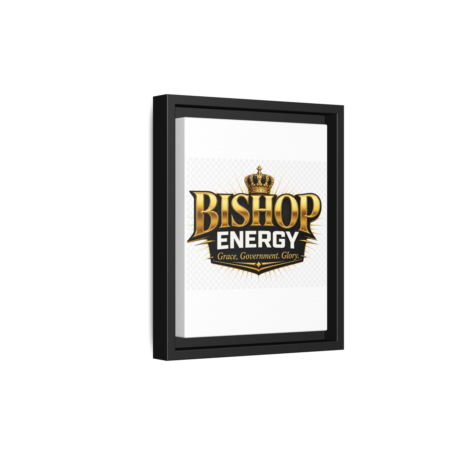 Framed Canvas Art - "Bishop Energy" Gold Crown Logo (Matte)