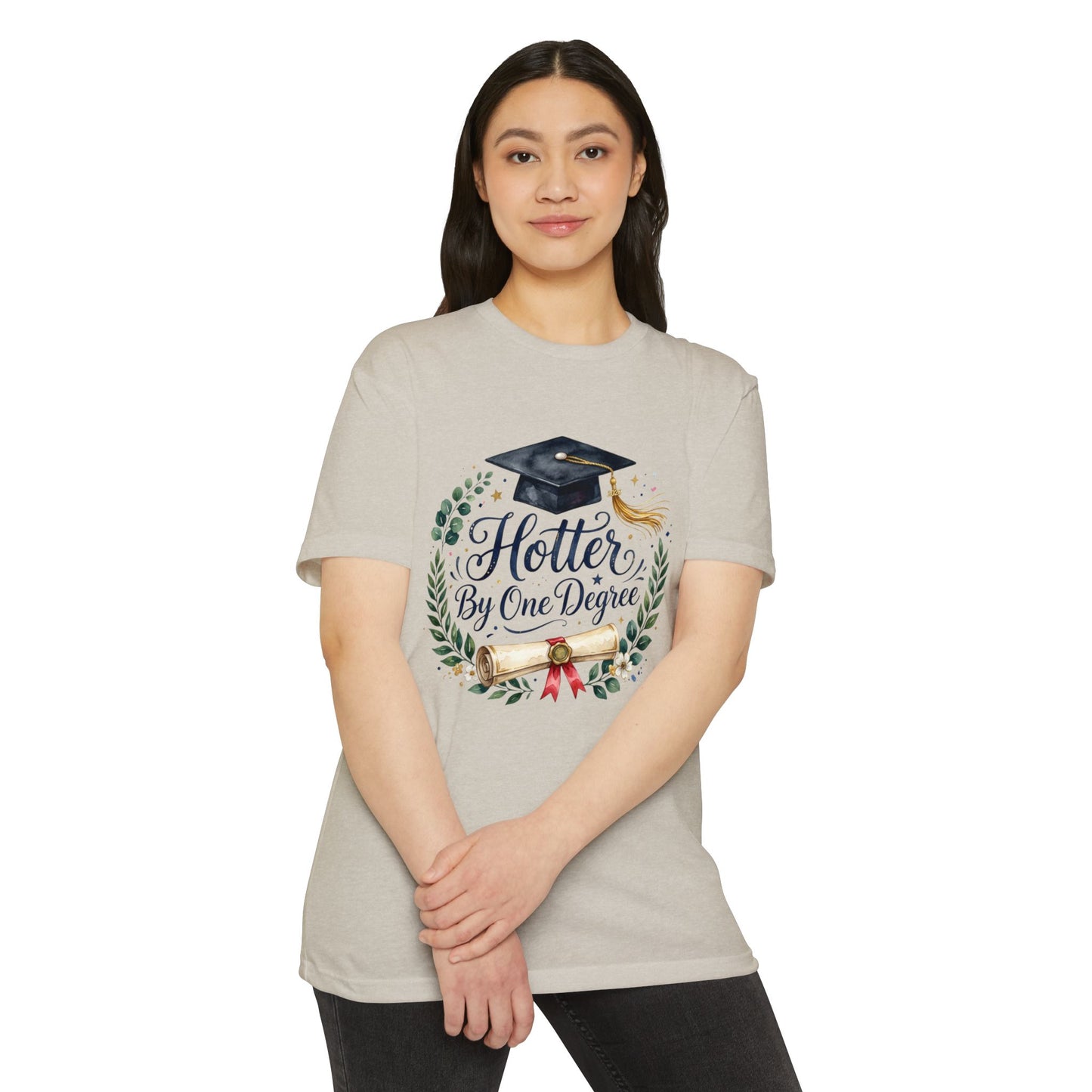 Graduation T-Shirt — "Hotter By One Degree" Cap & Diploma Design