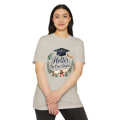 Graduation T-Shirt — "Hotter By One Degree" Cap & Diploma Design