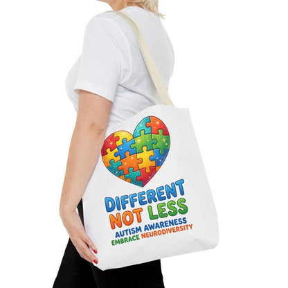 Autism Awareness Tote — "Different Not Less" Puzzle Heart