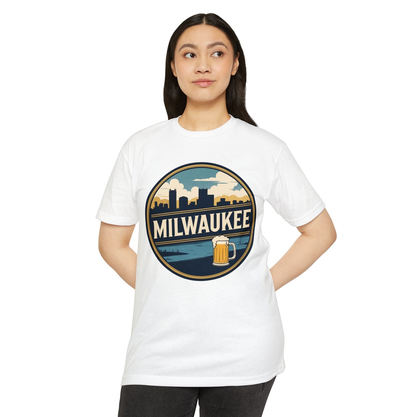 Milwaukee Skyline Beer Badge T-Shirt