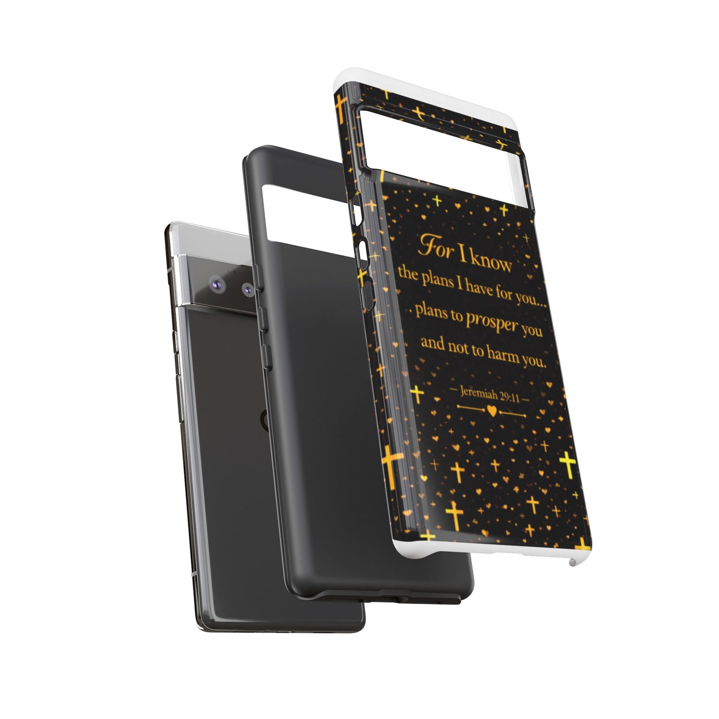 Phone Case — "For I Know" Jeremiah 29:11 Gold Cross Christian Tough Case