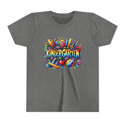 Kindergarten Colorful School Supplies Youth Tee — Back-to-School Kids T-Shirt