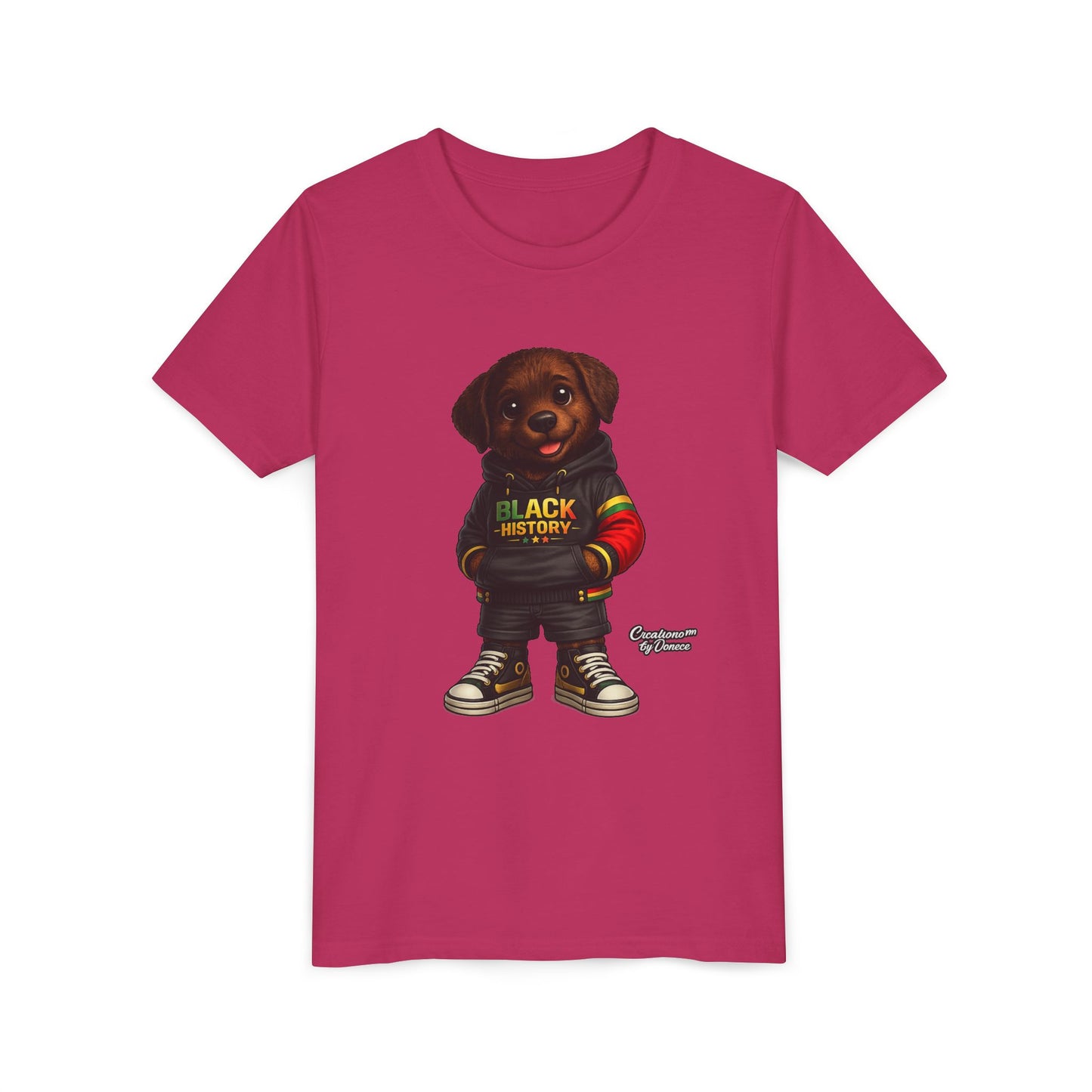 Youth Tee — Cute Puppy 'Black History' Graphic Shirt