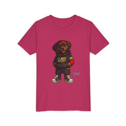Youth Tee — Cute Puppy 'Black History' Graphic Shirt
