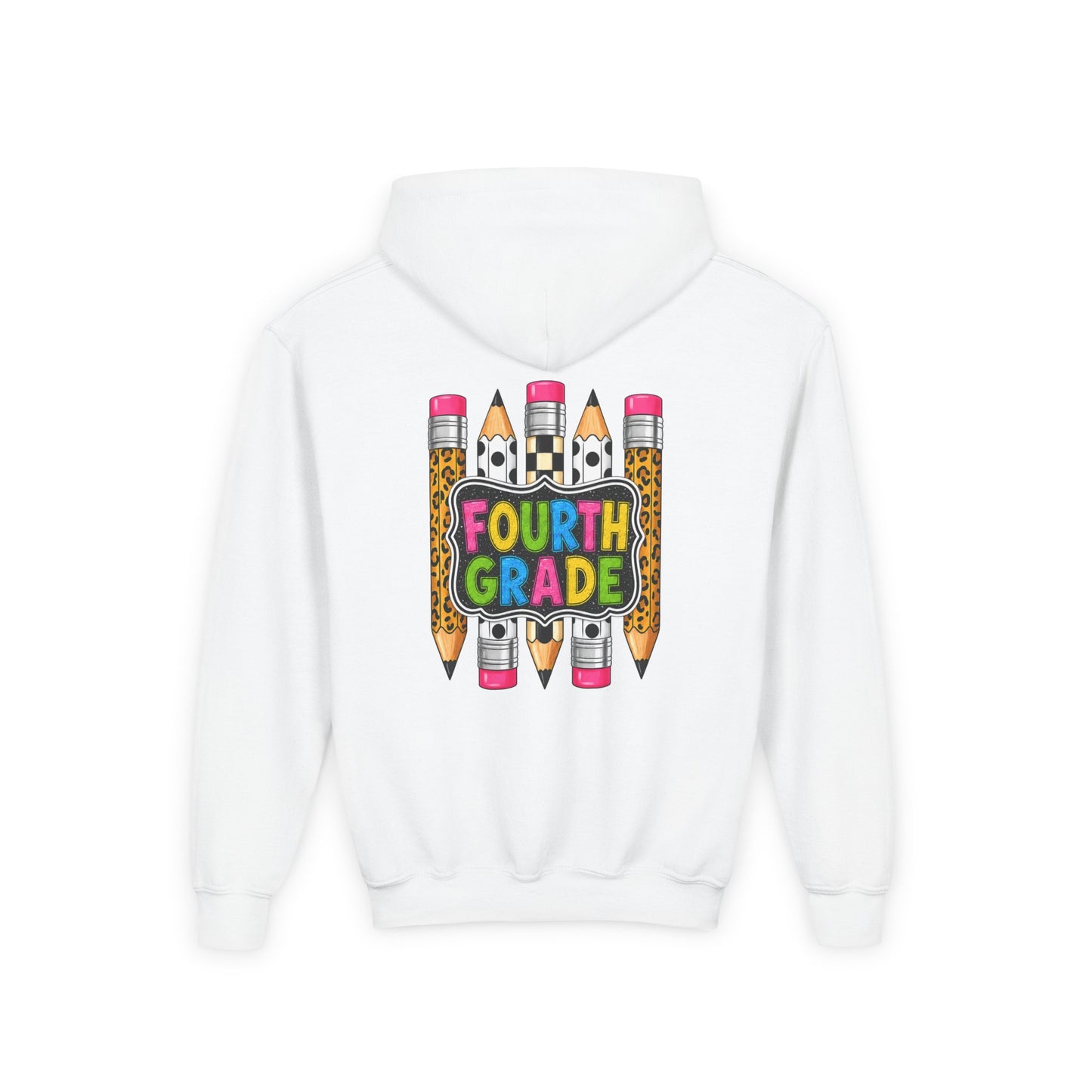 Fourth Grade Kids Hoodie — Colorful Pencil School Sweatshirt