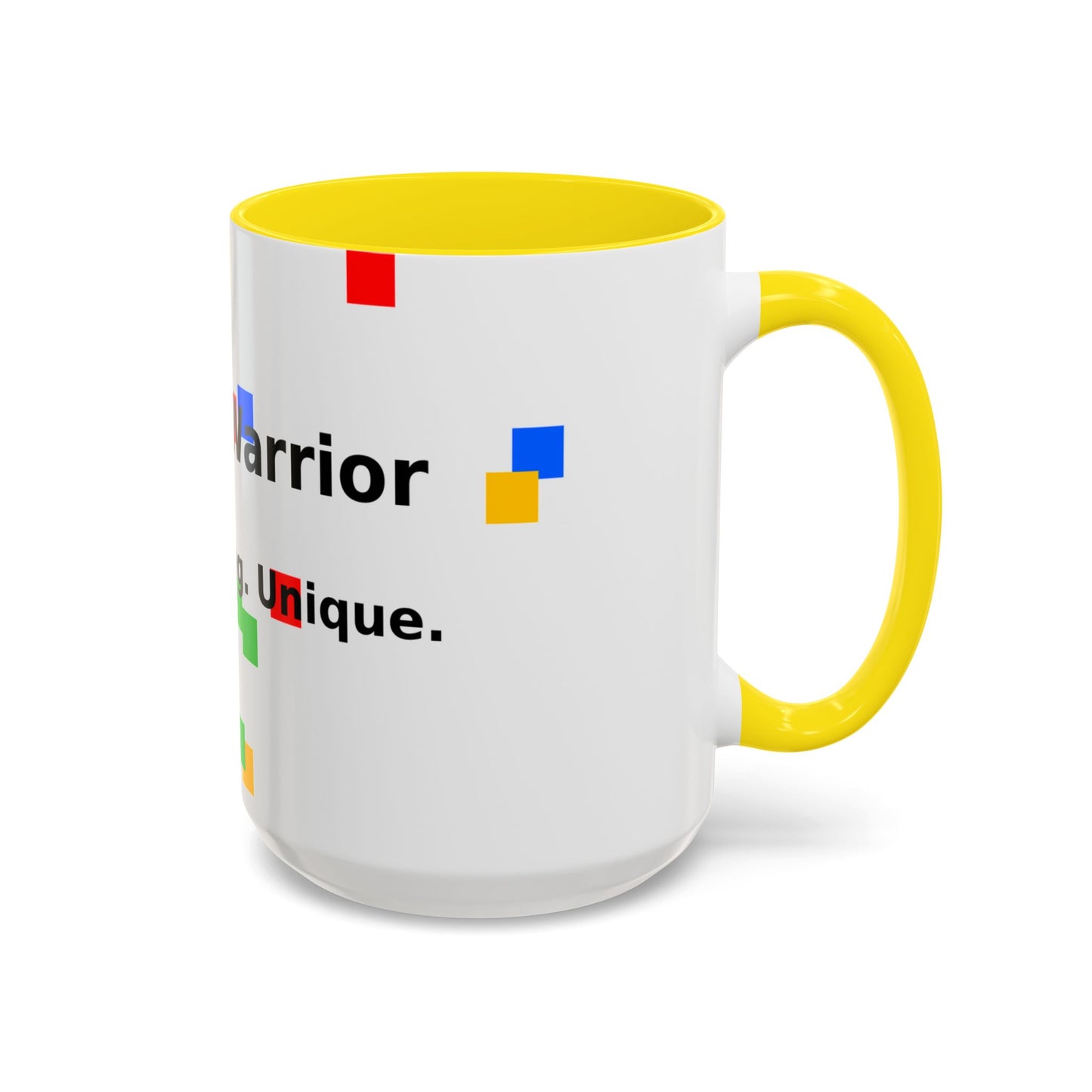 Autism Warrior Accent Coffee Mug – Bold Puzzle Pieces, Proud. Strong. Unique. (11/15oz)