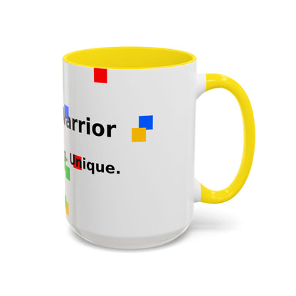 Autism Warrior Accent Coffee Mug – Bold Puzzle Pieces, Proud. Strong. Unique. (11/15oz)