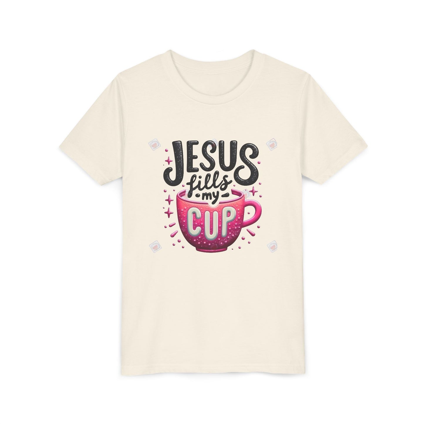 Jesus Fills My Cup Youth Tee — Christian Faith Kids Shirt