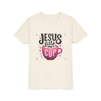 Jesus Fills My Cup Youth Tee — Christian Faith Kids Shirt