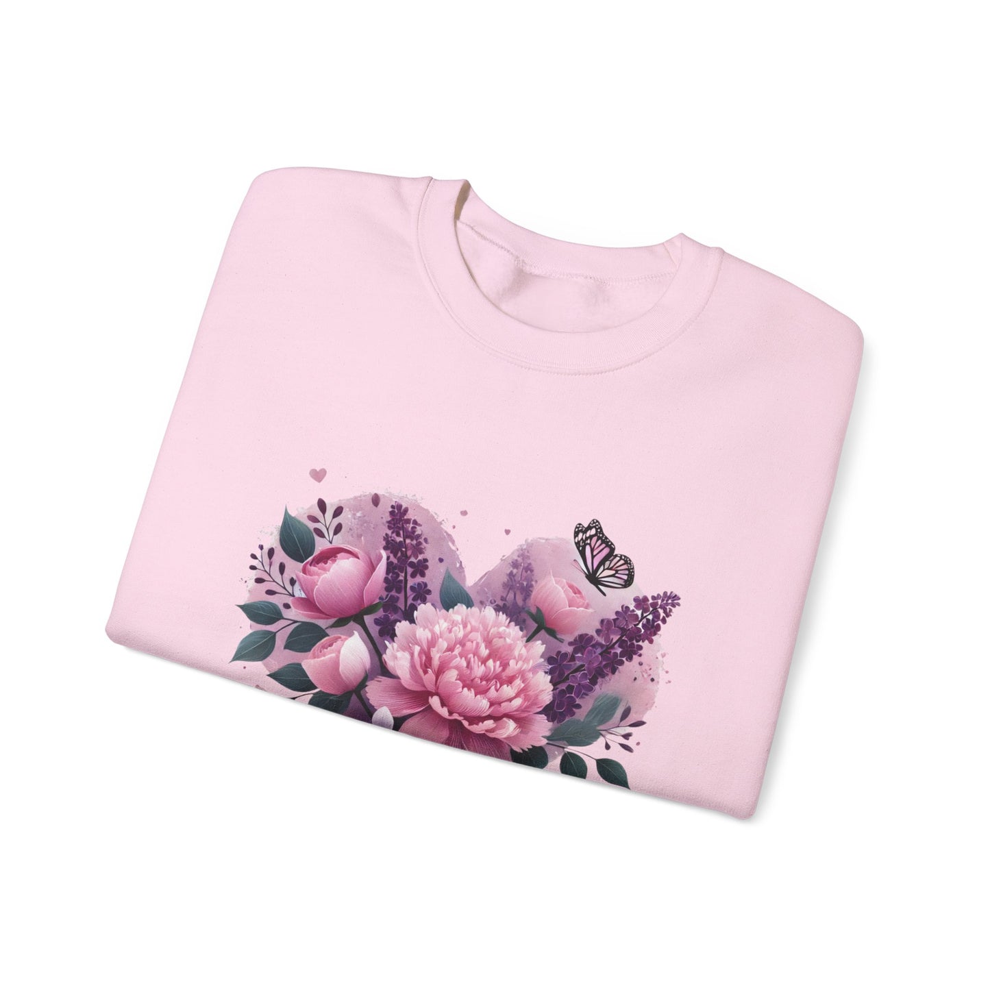 Mother's Day Floral Crewneck Sweatshirt — “Mother's Day I Love You” Heart Design