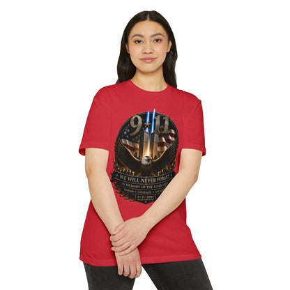 9/11 Memorial Eagle T-Shirt — We Will Never Forget Patriotic Tribute Tee