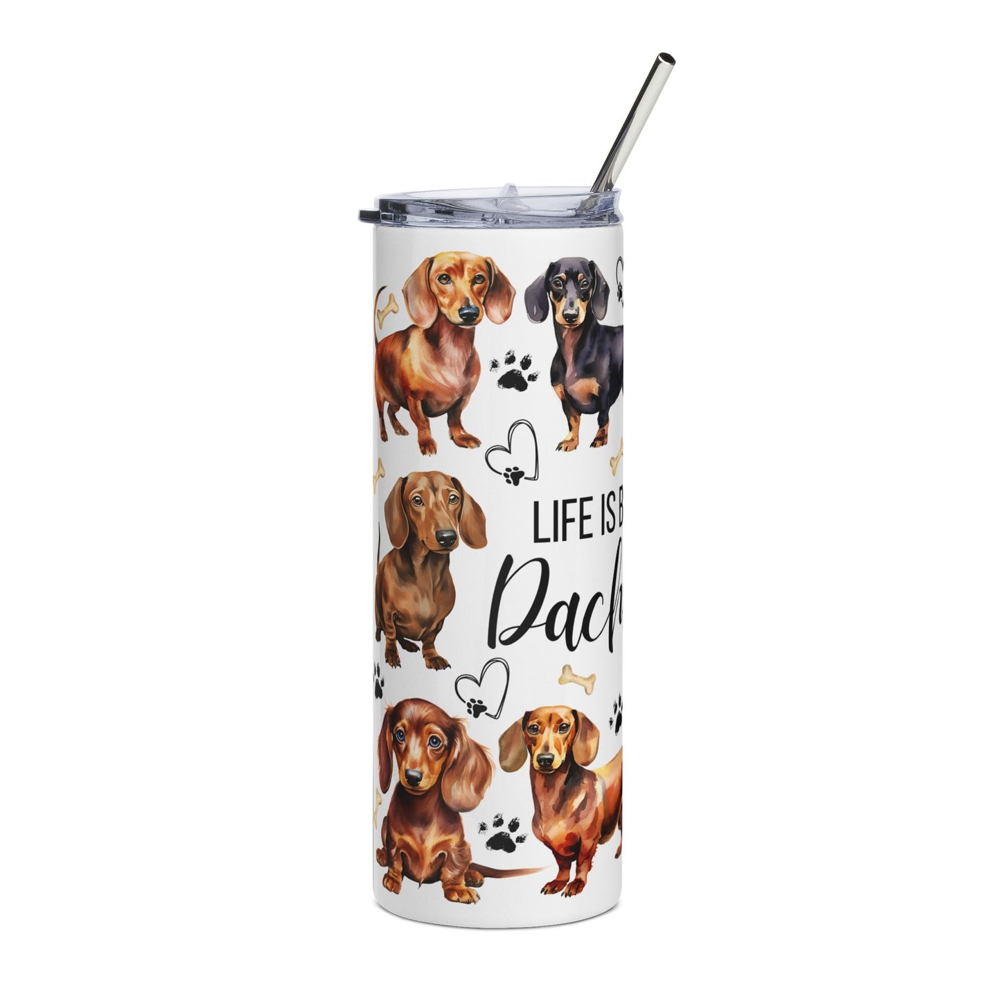 Dachshund Stainless Steel Tumbler 20oz – "Life Is Better With Dachshunds" Travel Cup