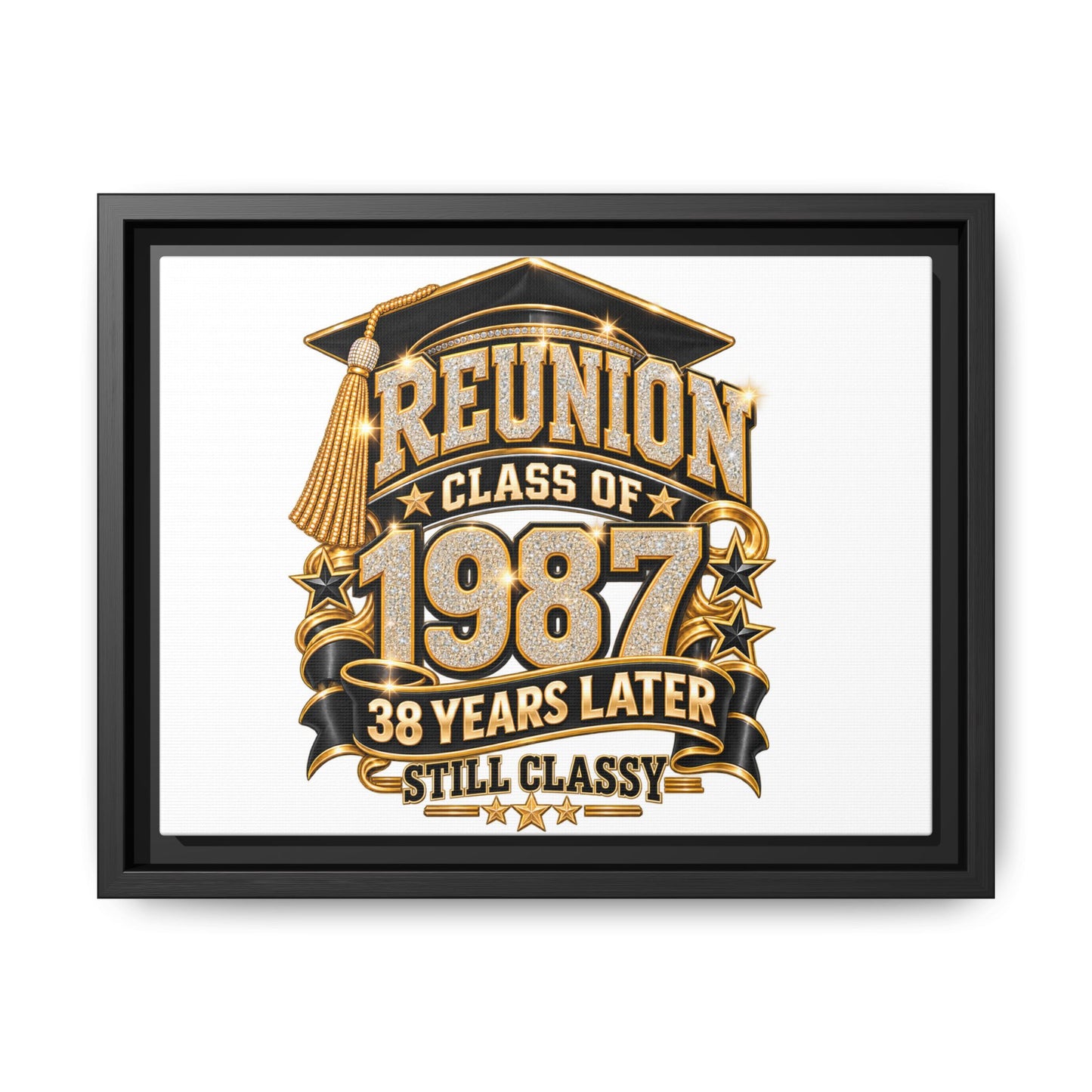Class of 1987 Reunion Canvas Print — "38 Years Later Still Classy" Framed Art
