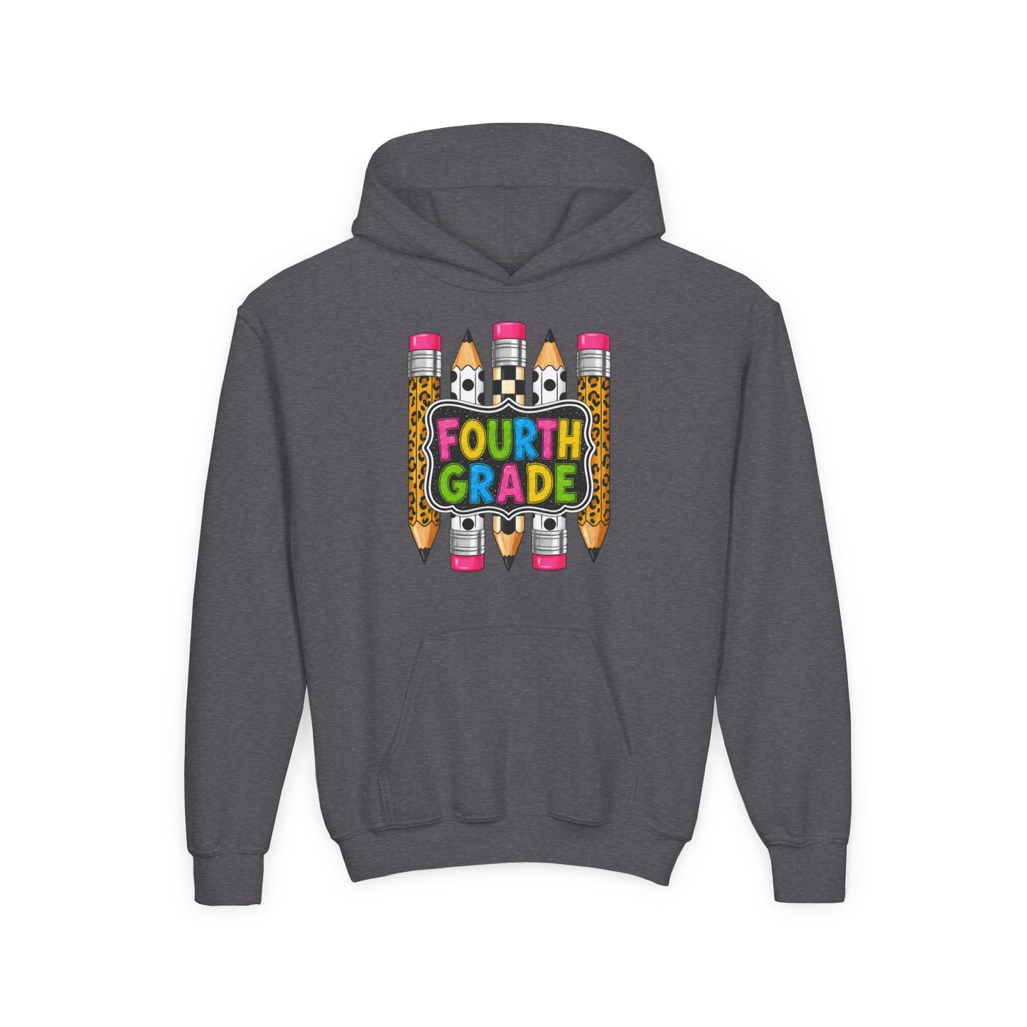 Fourth Grade Kids Hoodie — Colorful Pencil School Sweatshirt
